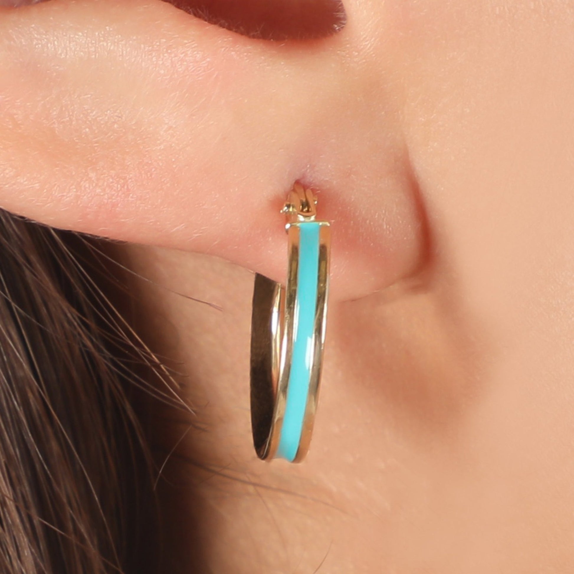 BLUE HOOPS EARRINGS - Al Khatib Gold