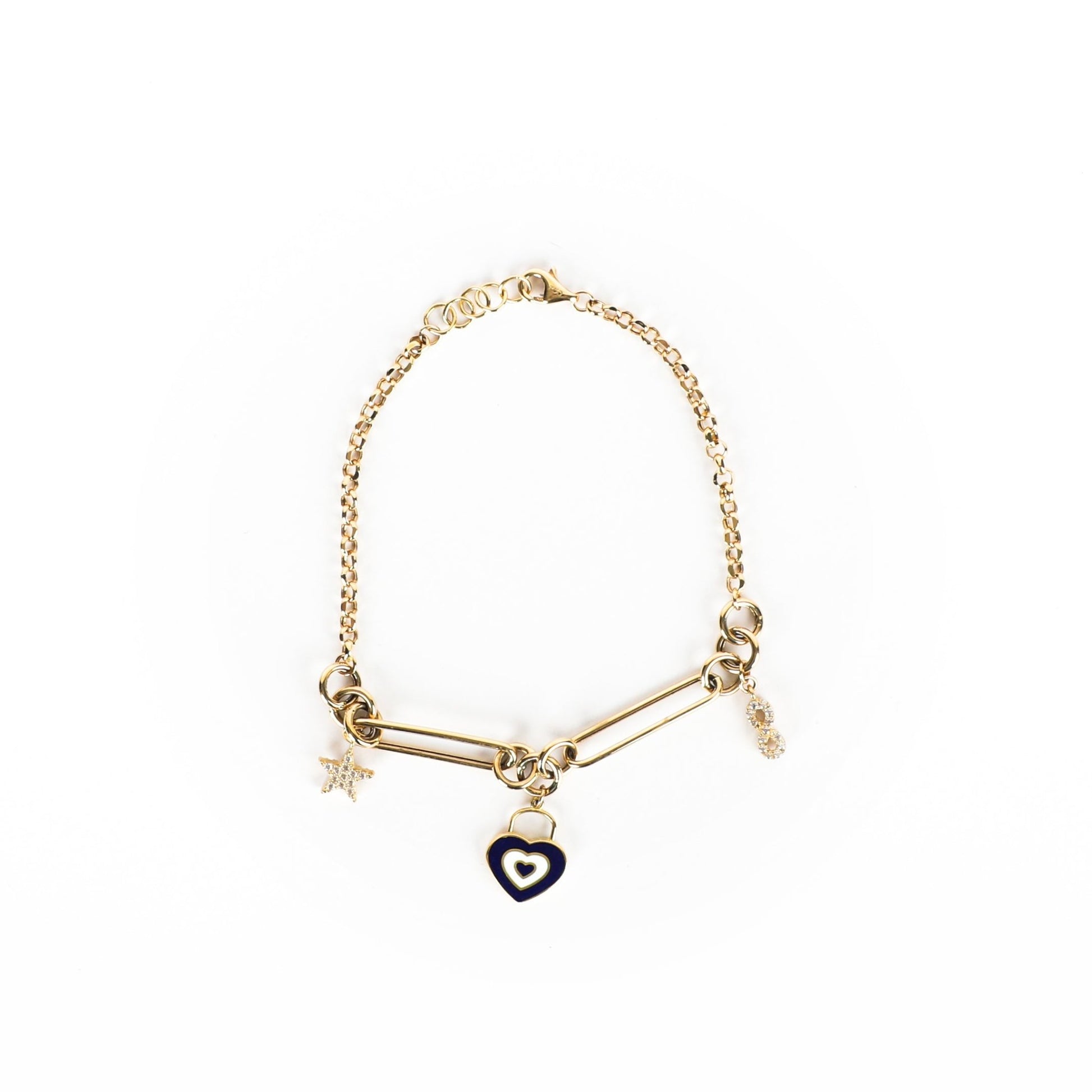 HEART EVIL EYE CHARM BRACELET - Al Khatib Gold
