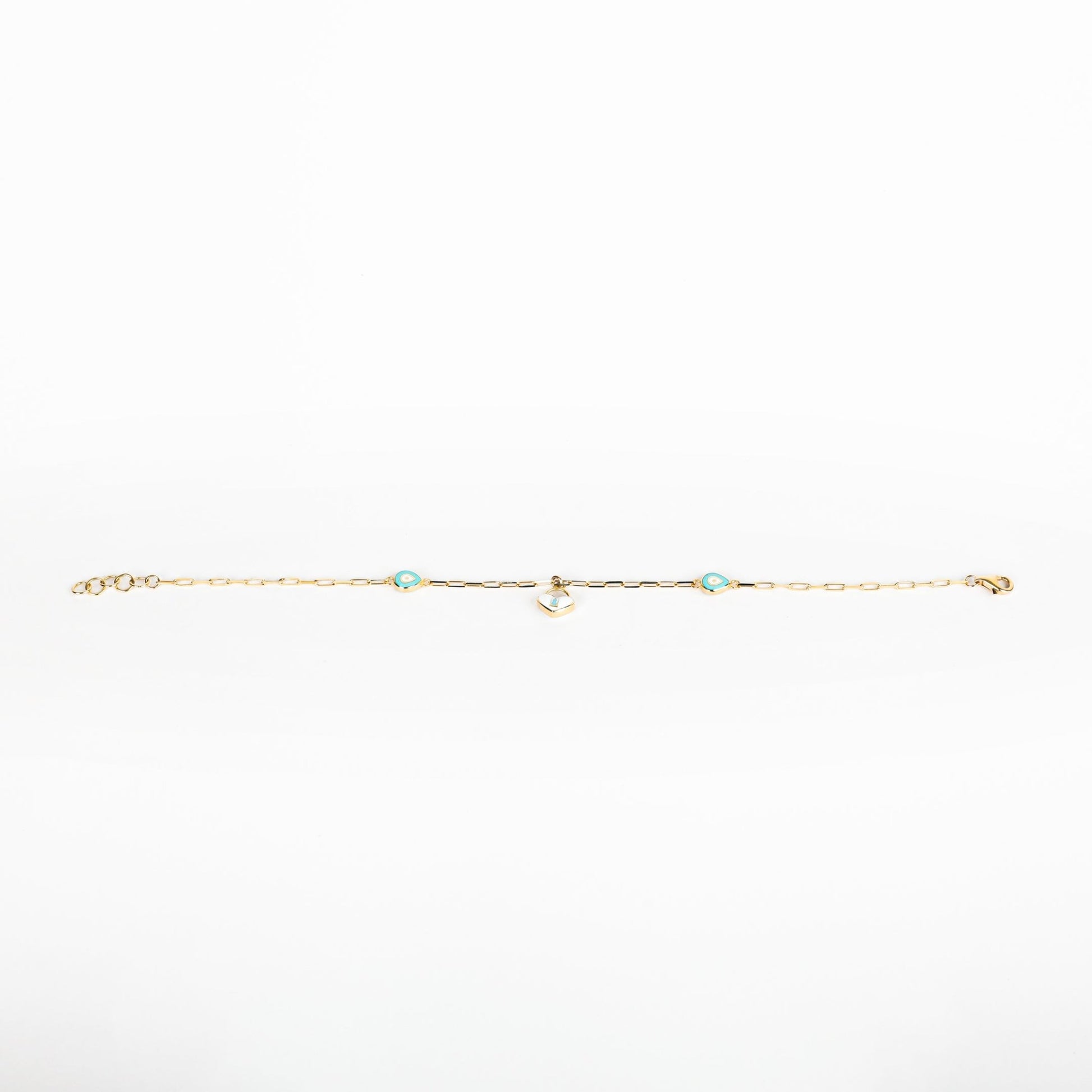 LOCK HEART PAPER CLIP CHARM BRACELET - Al Khatib Gold