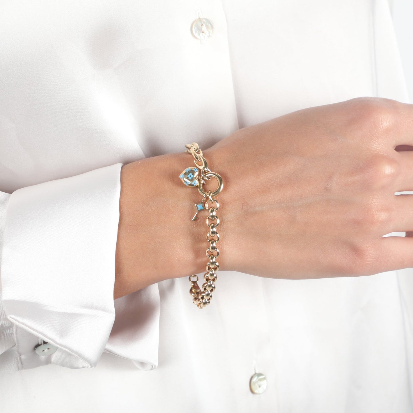 LUCKY HEART DUAL CHAIN BRACELET - Al Khatib Gold