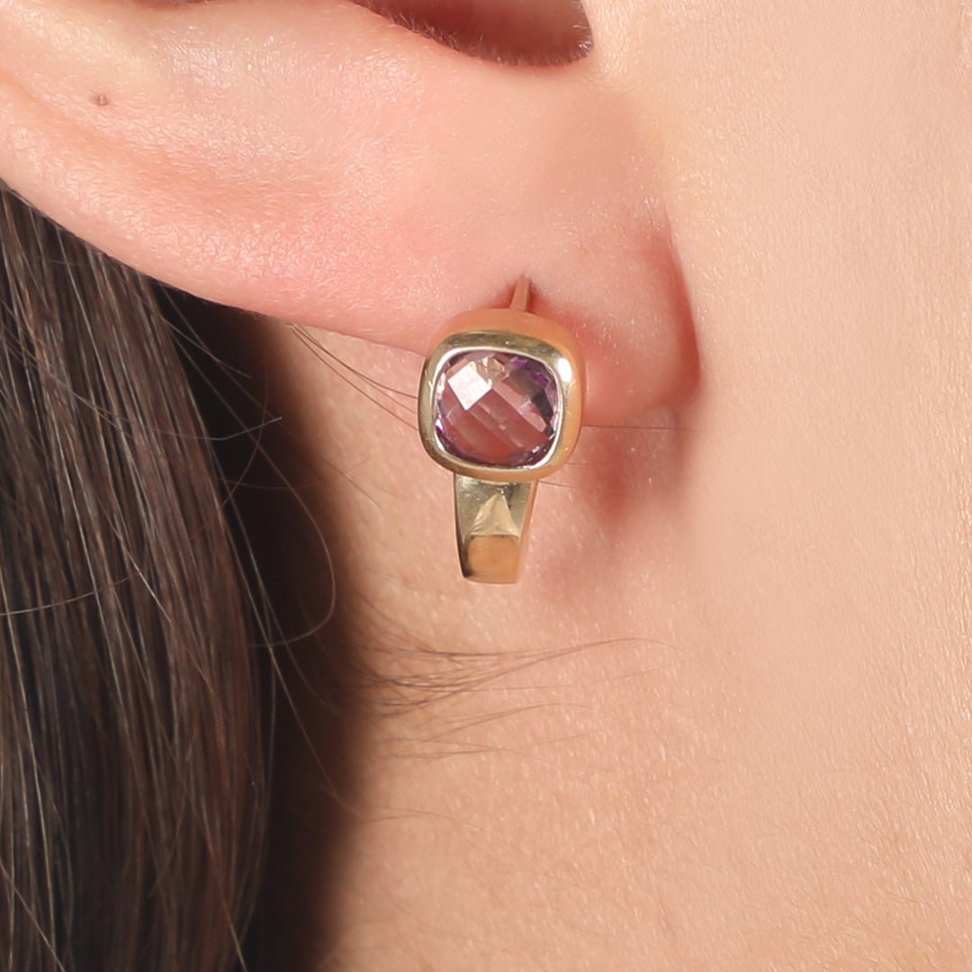 PURPLE HAZE HUGGIES EARRINGS - Al Khatib Gold