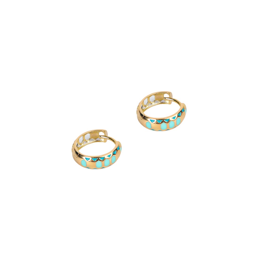 TURQUOISE HUGGIES EARRINGS - Al Khatib Gold