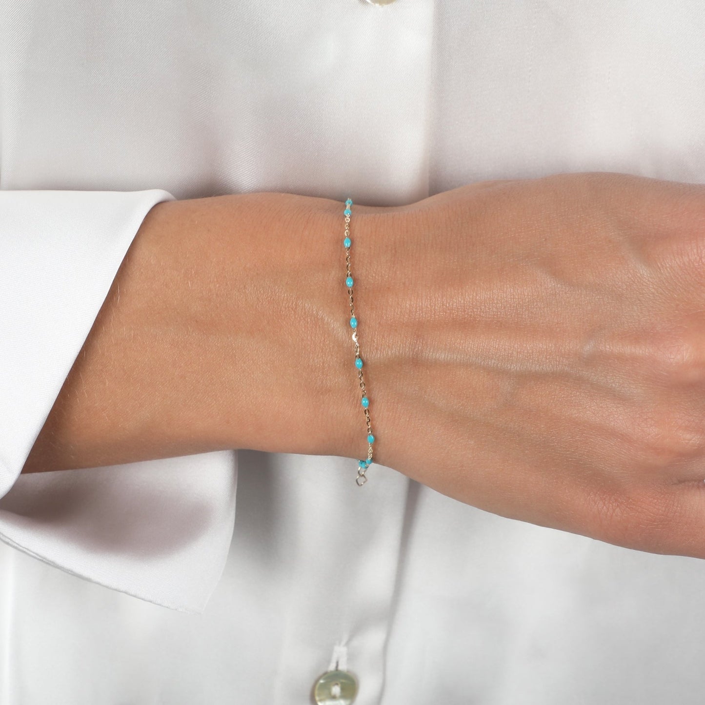 BEADED BLUE BRACELET - Al Khatib Gold