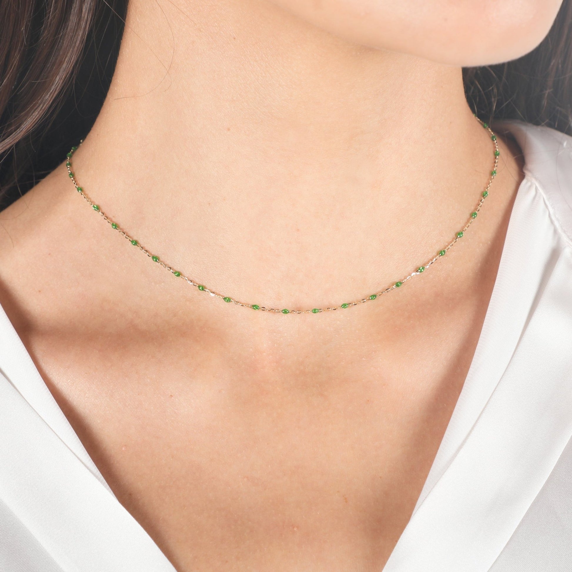 BEADED GREEN NECKLACE - Al Khatib Gold