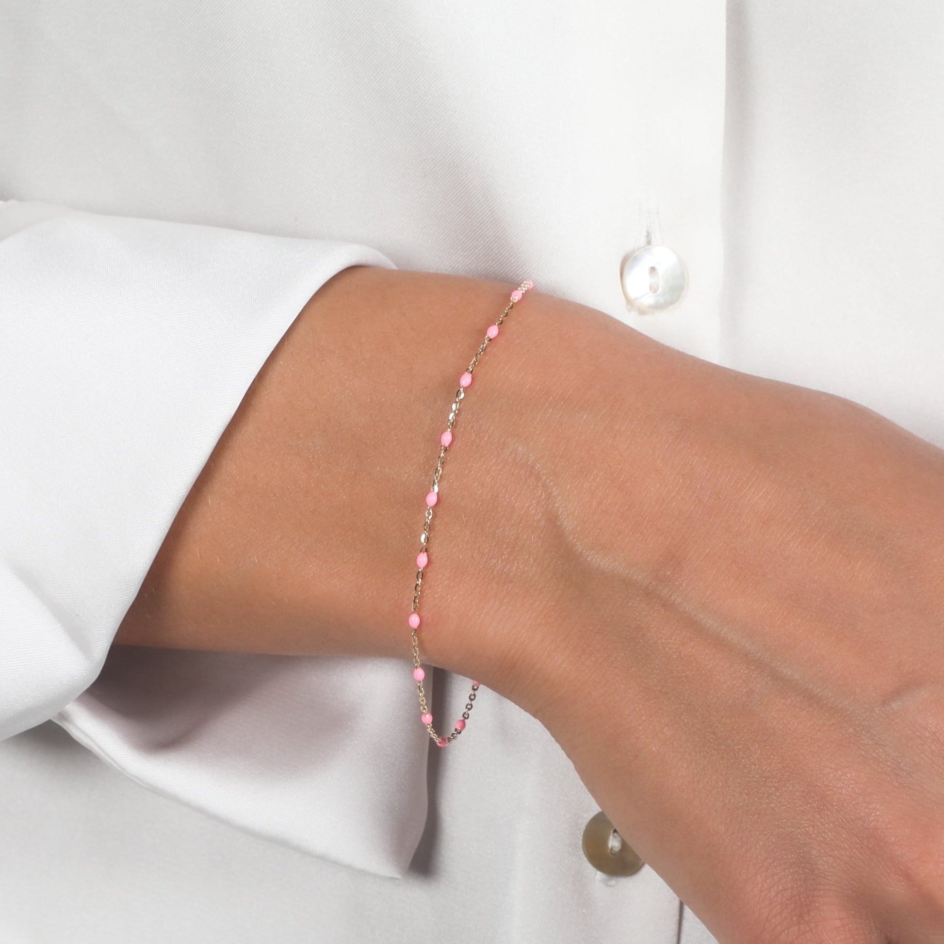 BEADED PINK BRACELET - Al Khatib Gold