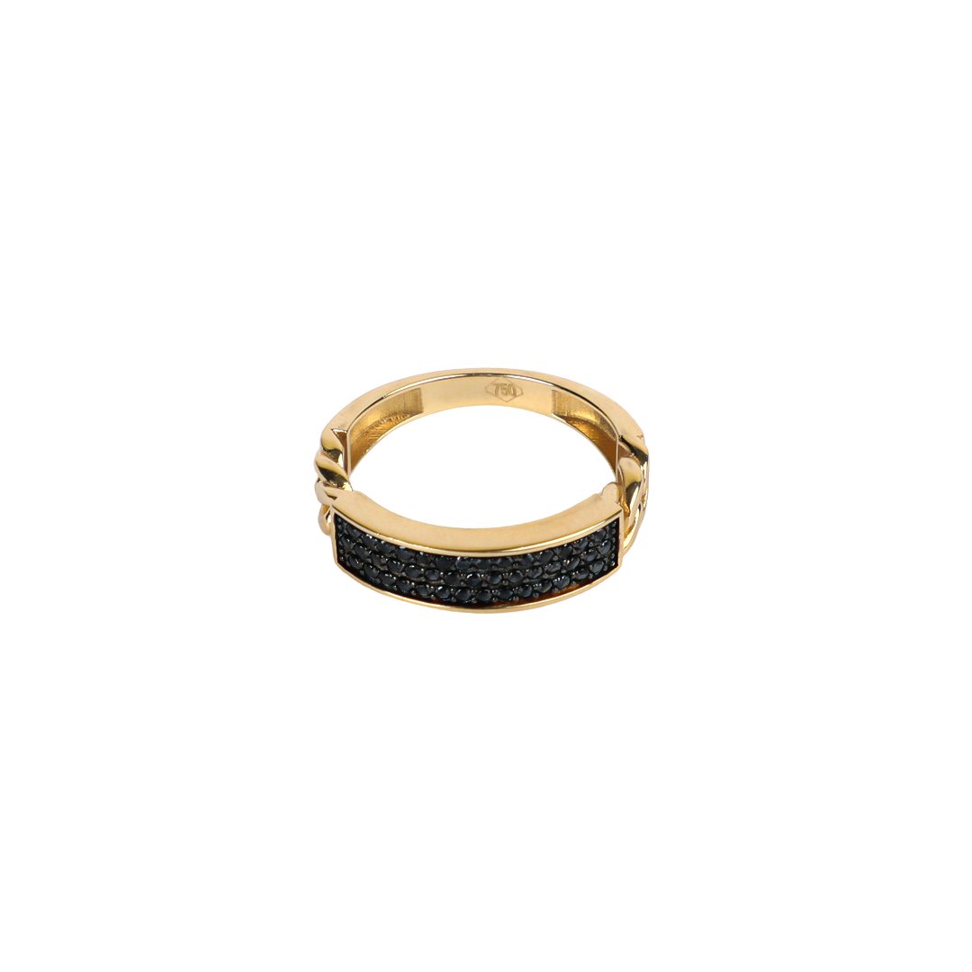 BLACK STONE LINK RING - Al Khatib Gold