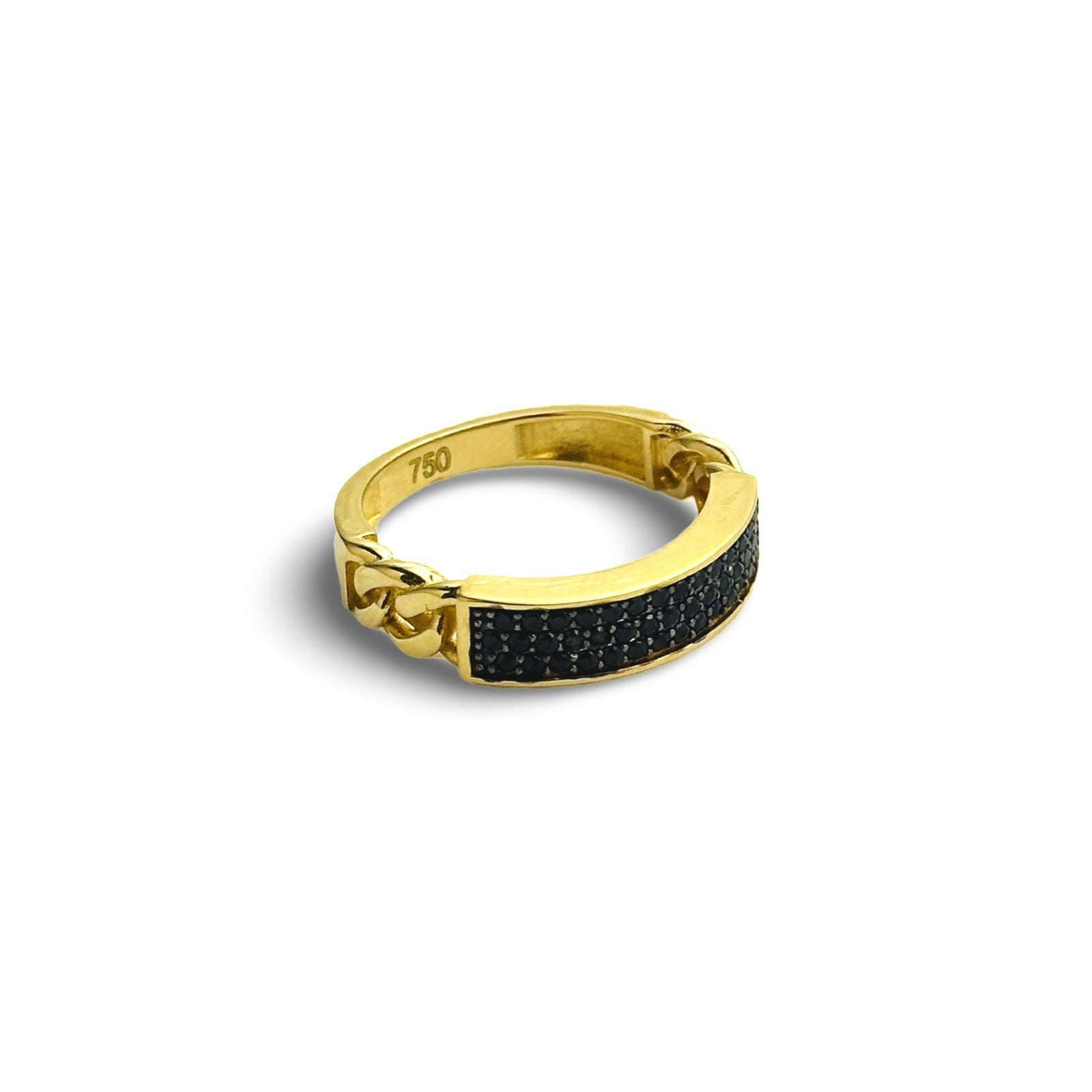 BLACK STONE LINK RING - Al Khatib Gold