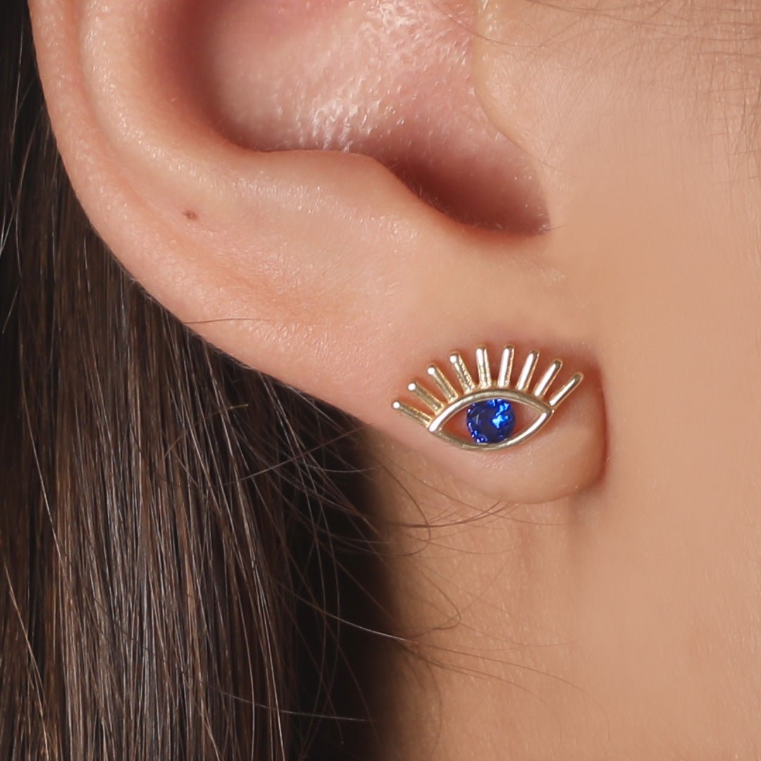 BLUE EYED EARRINGS - Al Khatib Gold