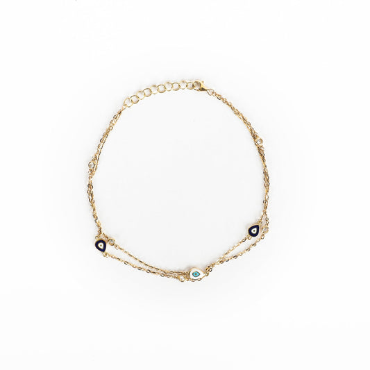 DOUBLE STRAND EYE ANKLET - Al Khatib Gold