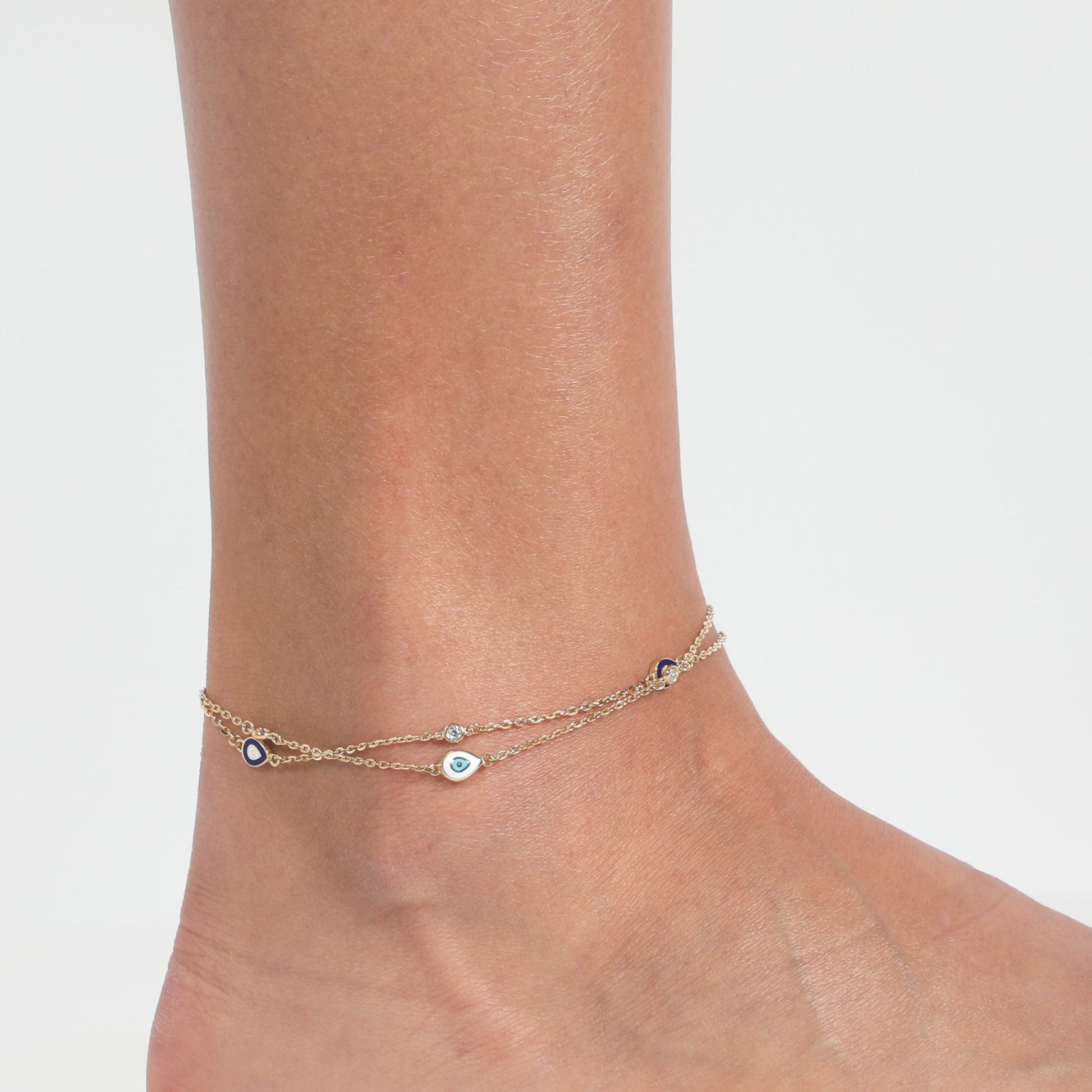 DOUBLE STRAND EYE ANKLET - Al Khatib Gold