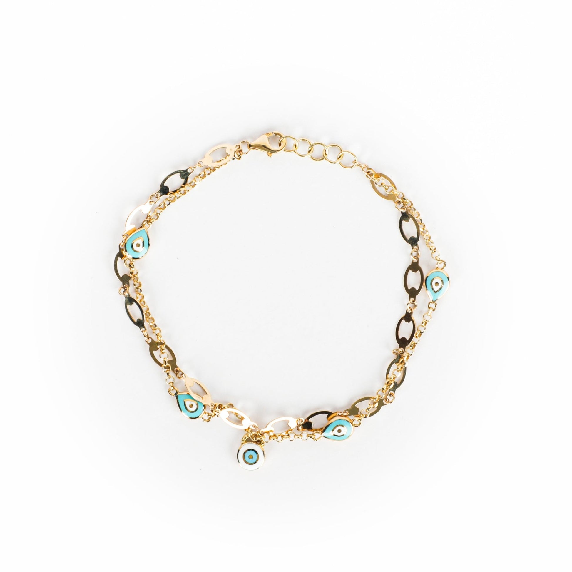 DOUBLE STRAND TURQUOISE EYE BRACELET - Al Khatib Gold