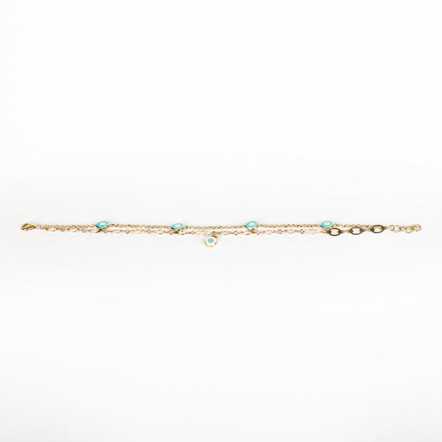 DOUBLE STRAND TURQUOISE EYE BRACELET - Al Khatib Gold