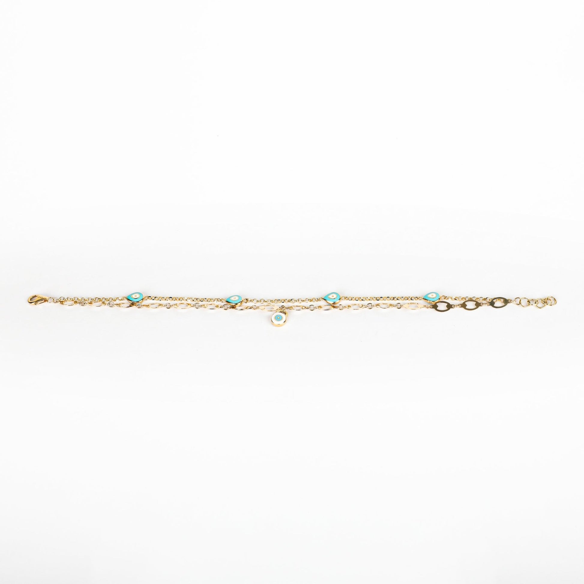 DOUBLE STRAND TURQUOISE EYE BRACELET - Al Khatib Gold