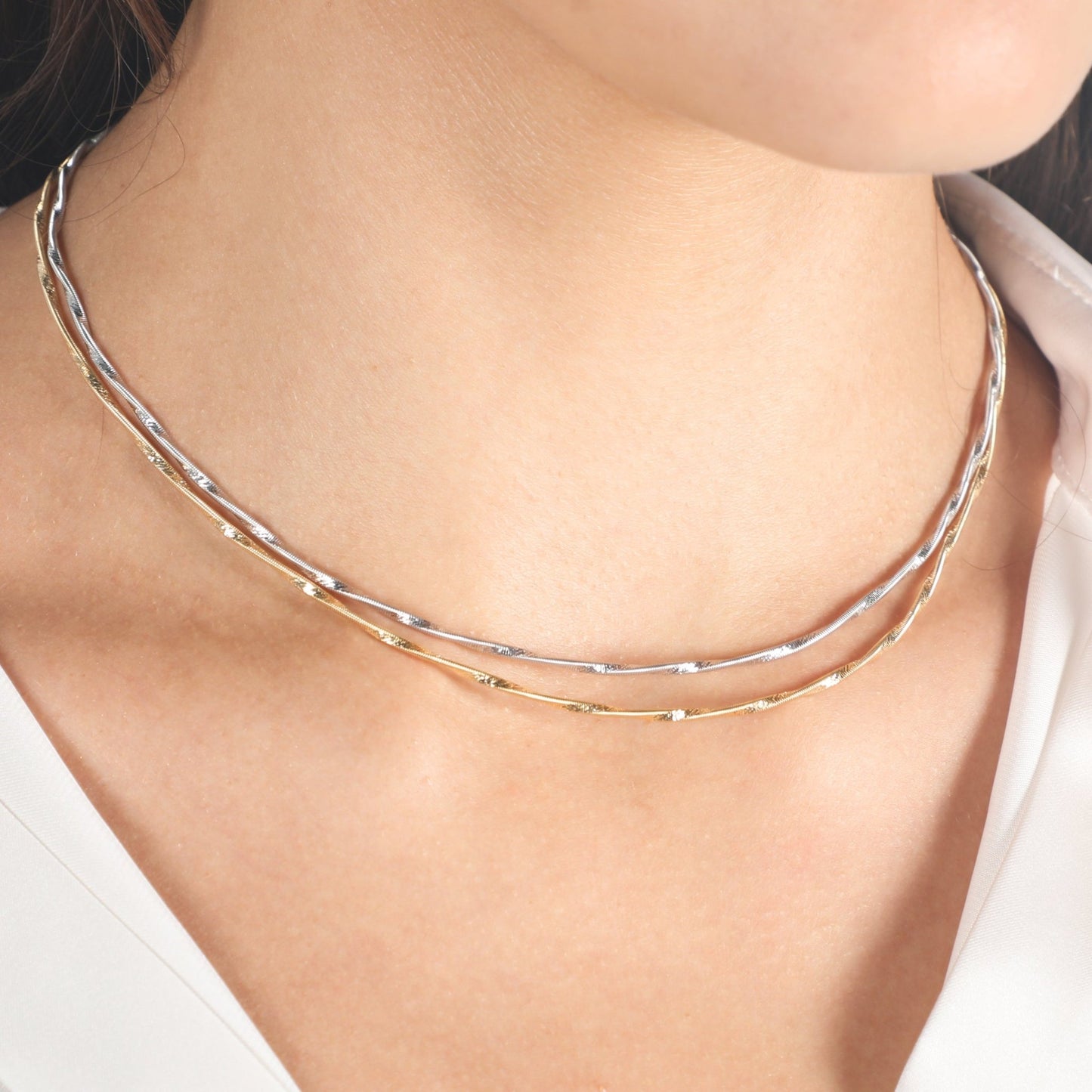 DOUBLE TWIST NECKLACE - Al Khatib Gold