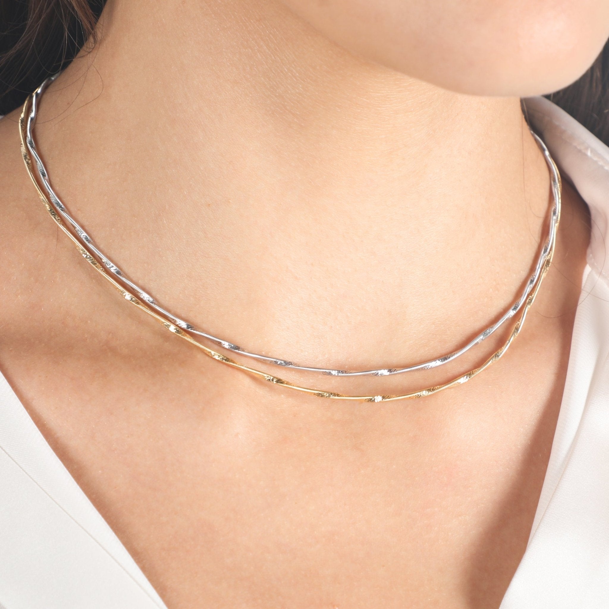 DOUBLE TWIST NECKLACE - Al Khatib Gold