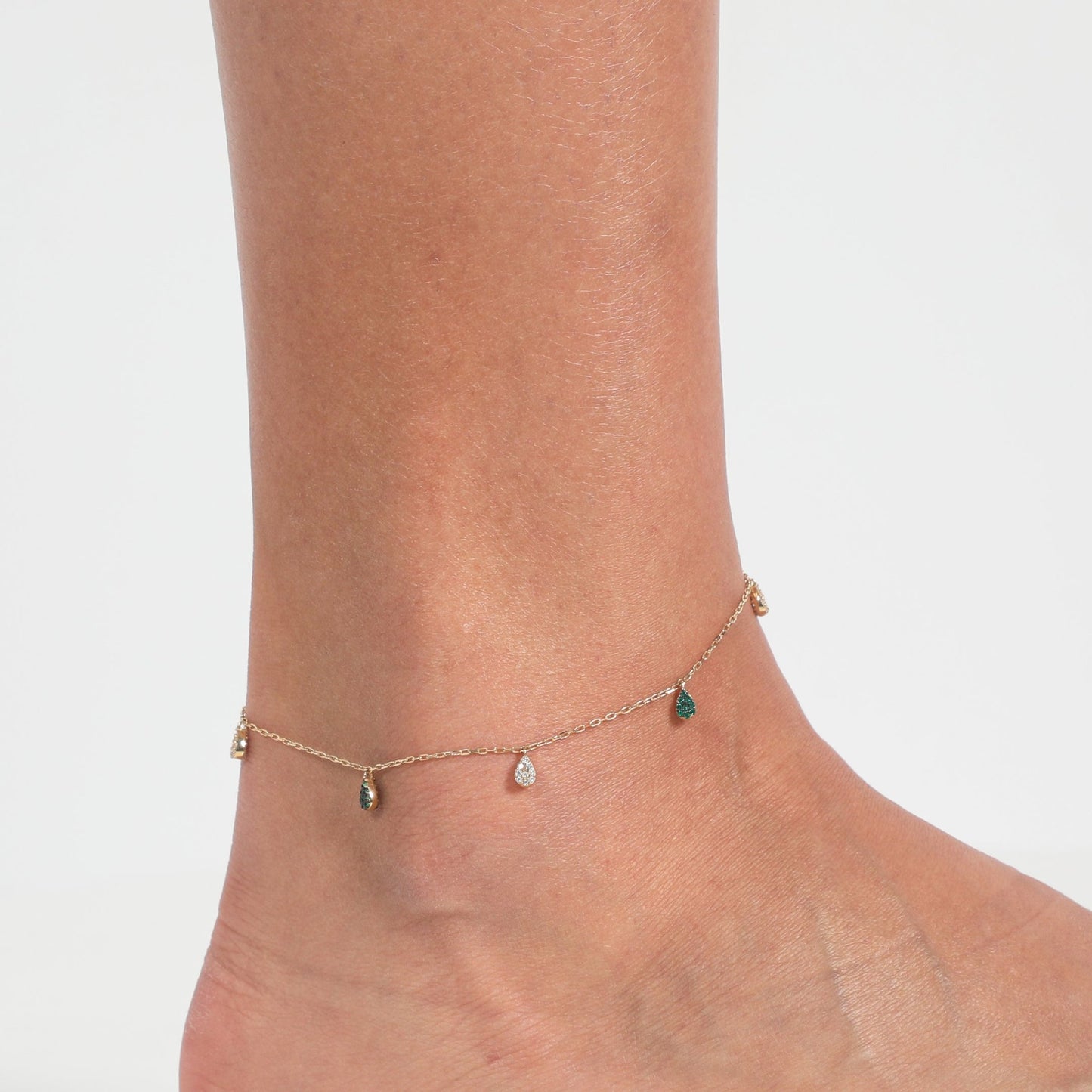 GREEN DROPLETS ANKLET - Al Khatib Gold