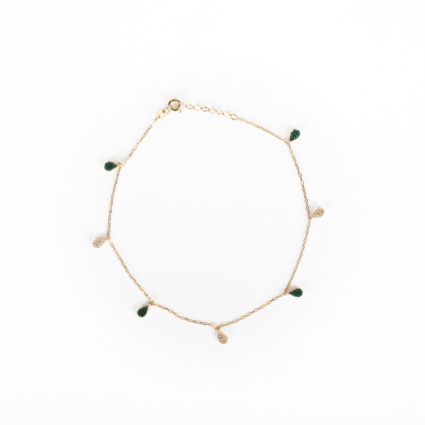 GREEN DROPLETS ANKLET - Al Khatib Gold