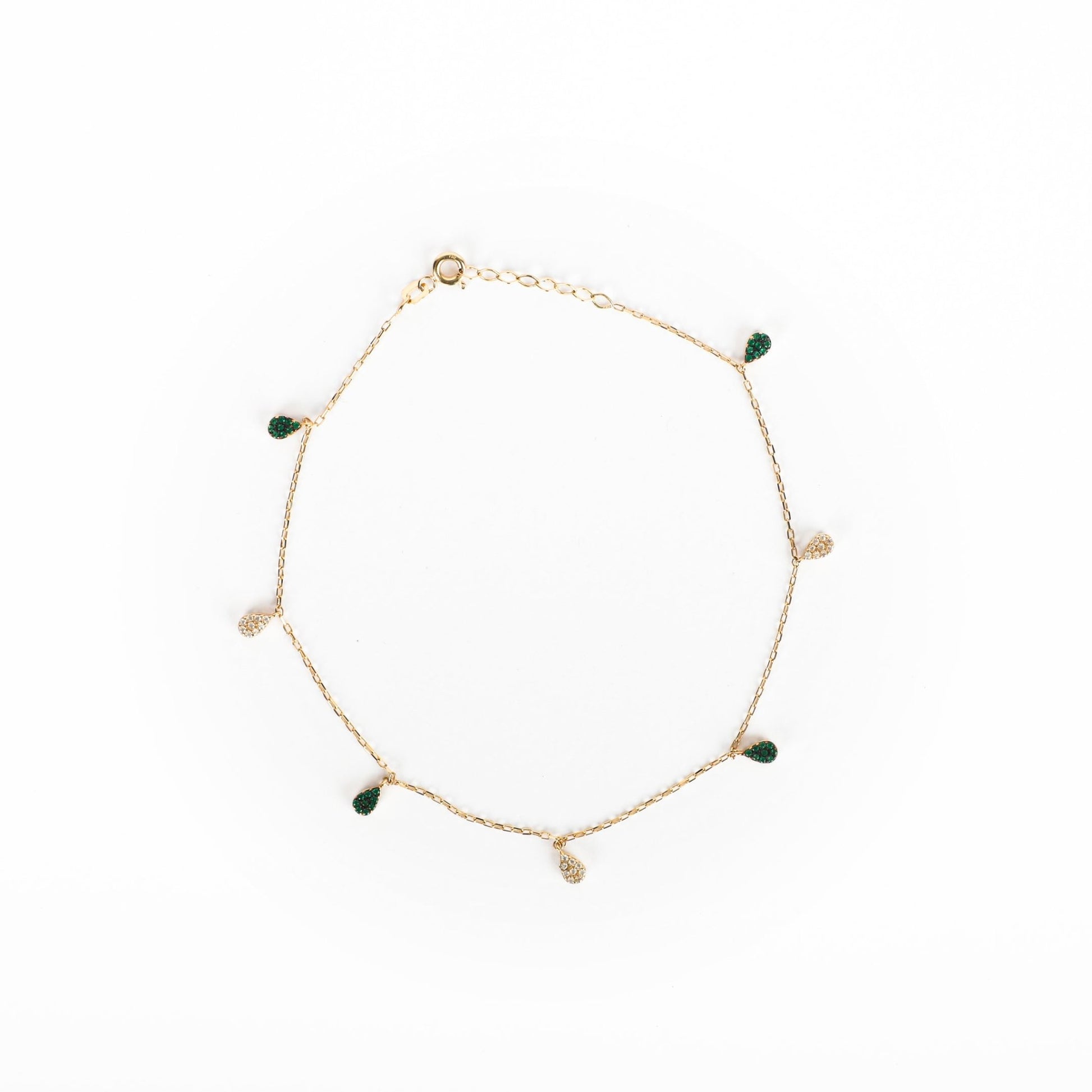 GREEN DROPLETS ANKLET - Al Khatib Gold