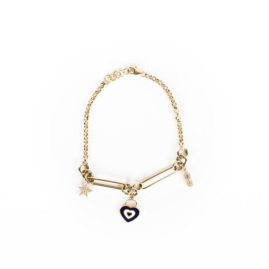 HEART EVIL EYE CHARM BRACELET - Al Khatib Gold