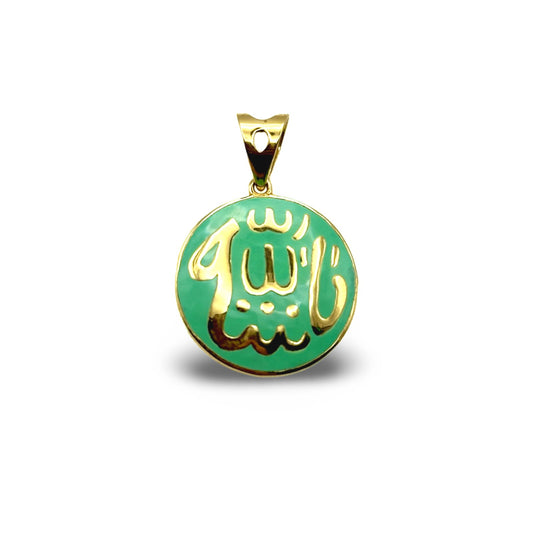 ISLAMIC GREEN ENAMEL MASHALLAH PENDANT - Al Khatib Gold