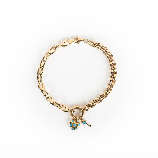 LUCKY HEART DUAL CHAIN BRACELET - Al Khatib Gold