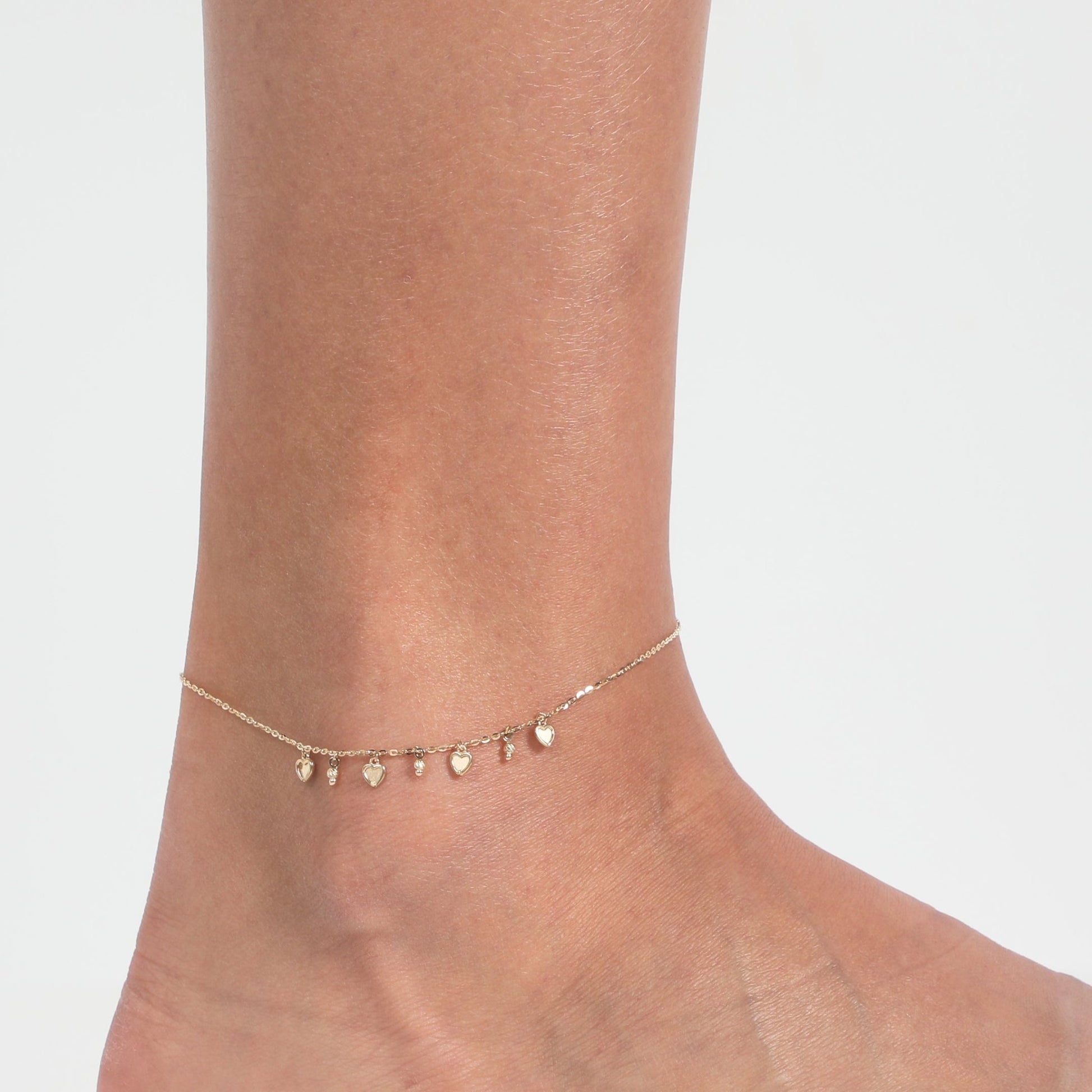 MICRO HEARTS ANKLET - Al Khatib Gold