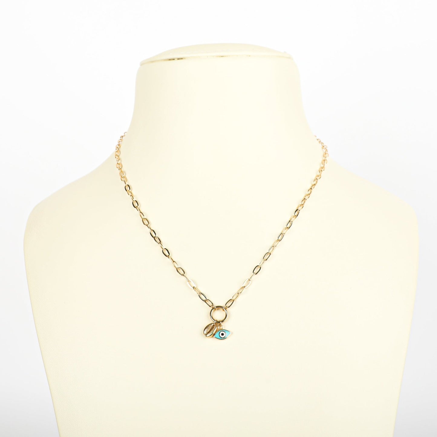 PAPER CLIP BLUE EYED LOCK NECKLACE - Al Khatib Gold