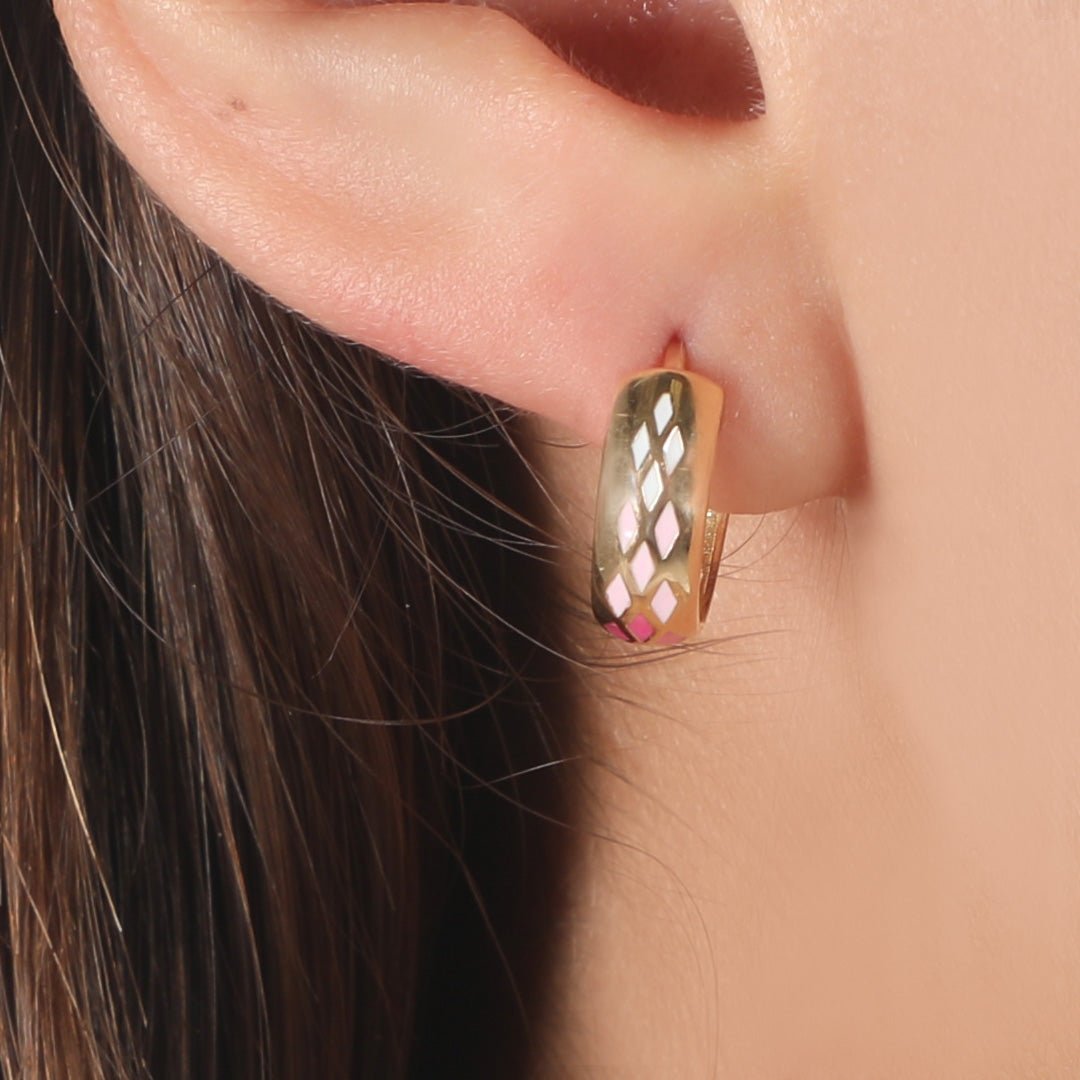 PINK OMBRE HUGGIES EARRINGS - Al Khatib Gold