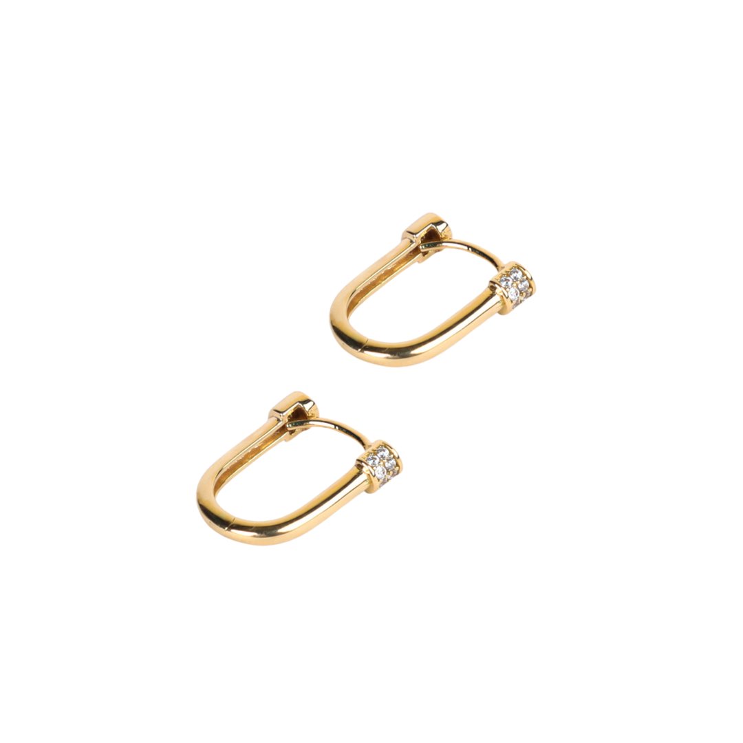 SPARKLE LINK HOOPS EARRINGS - Al Khatib Gold