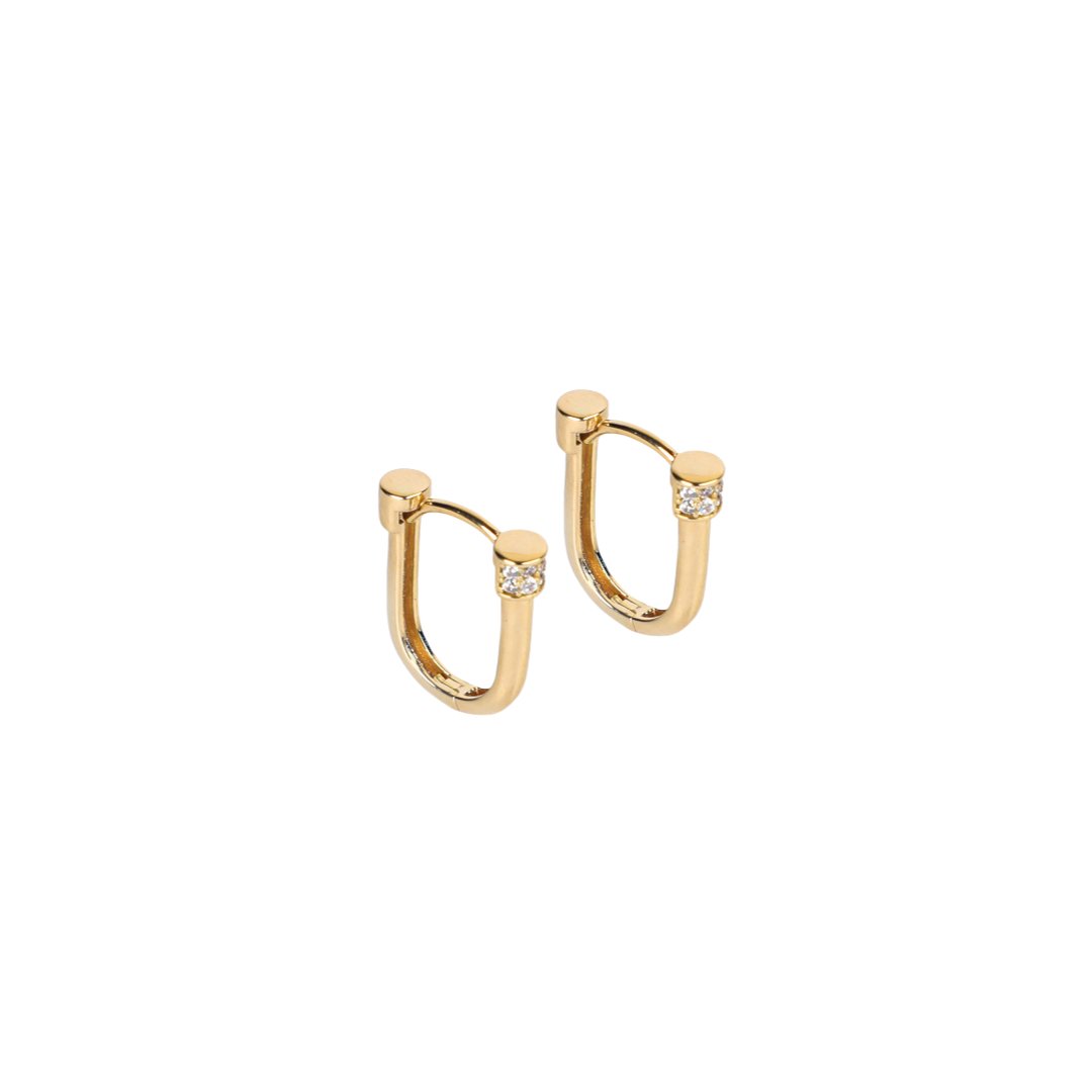 SPARKLE LINK HOOPS EARRINGS - Al Khatib Gold