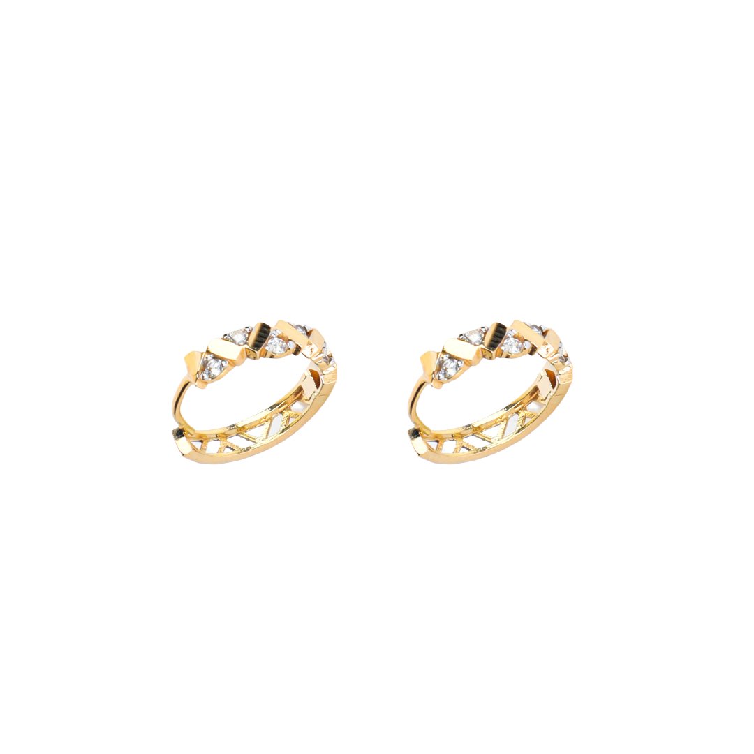 SPARKLE PYRAMID HUGGIES EARRINGS - Al Khatib Gold