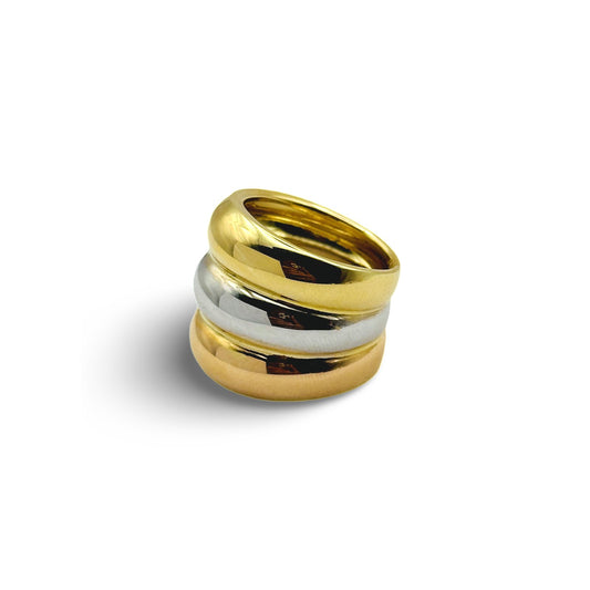 TRICOLOR CHUNKY RING - Al Khatib Gold