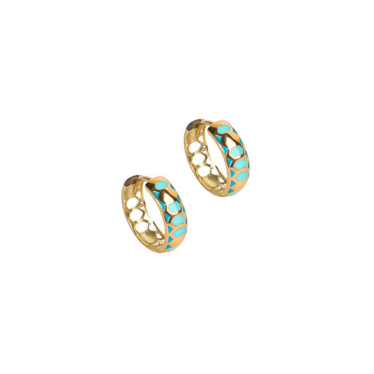 TURQUOISE HUGGIES EARRINGS - Al Khatib Gold