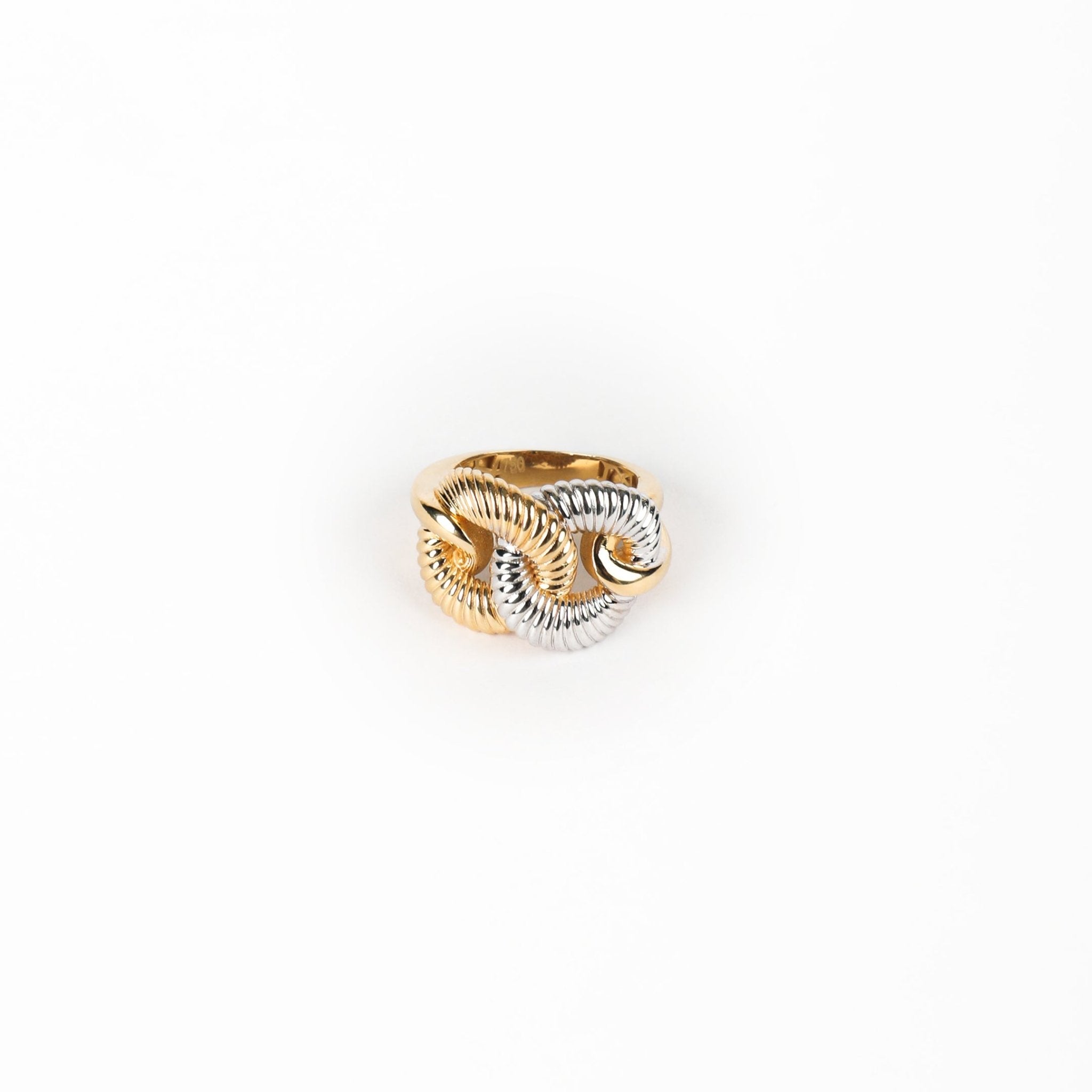 TWO - TONE ROPE KNOT RING - Al Khatib Gold