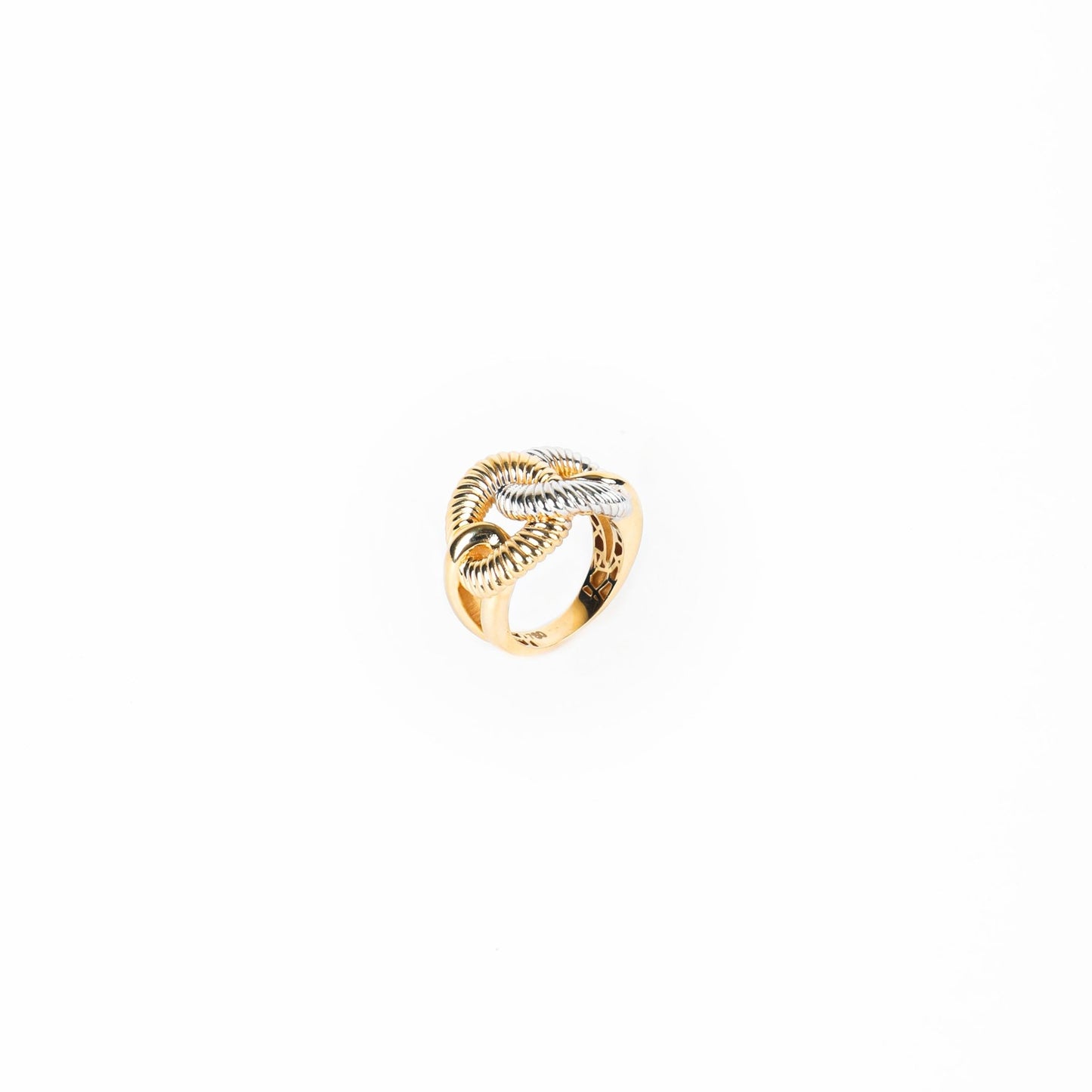 TWO - TONE ROPE KNOT RING - Al Khatib Gold