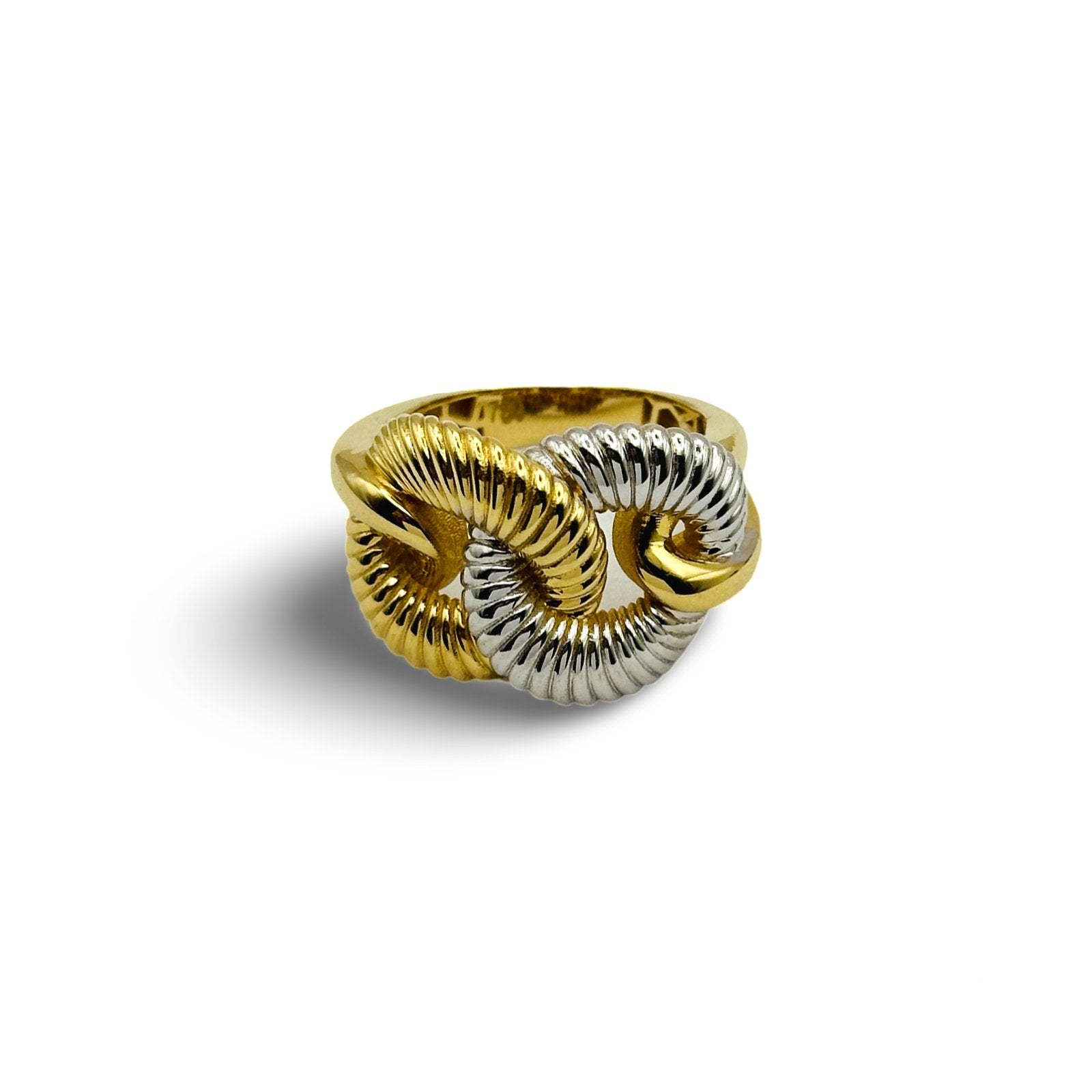 TWO - TONE ROPE KNOT RING - Al Khatib Gold