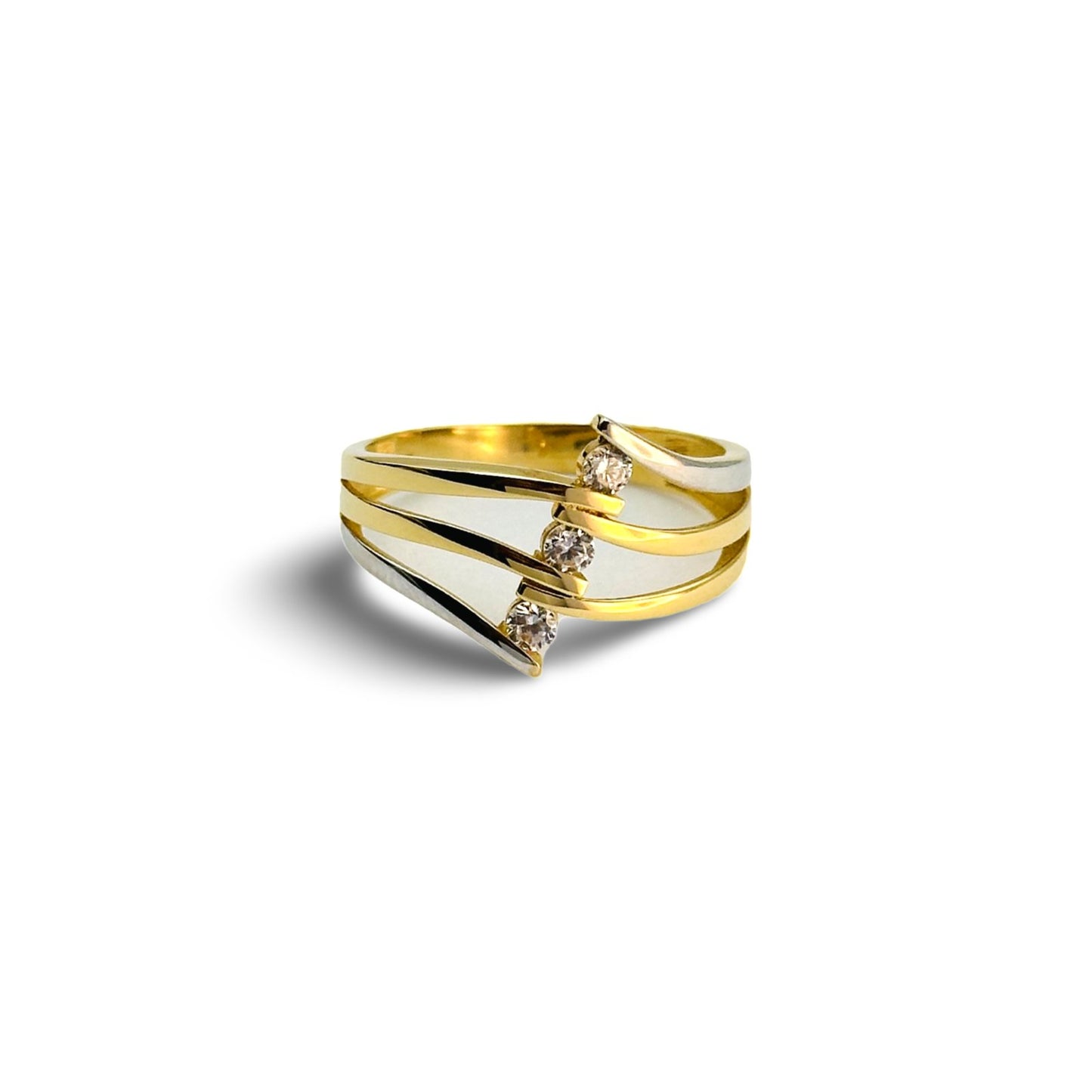 TWO - TONE WAVES KNOT RING - Al Khatib Gold