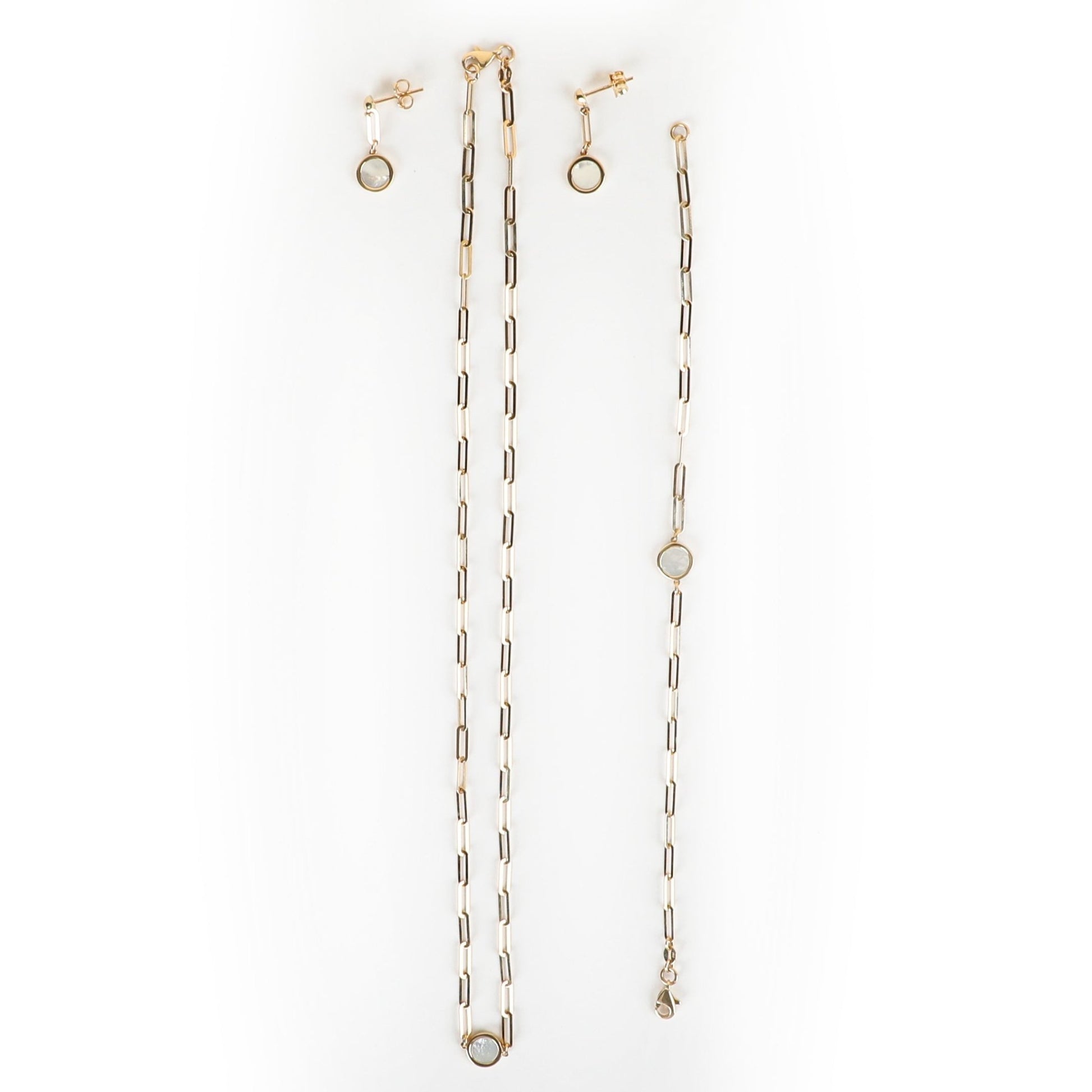 WHITE STONE PAPERCLIP SET - Al Khatib Gold